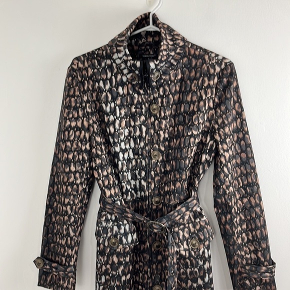 Samuel Dong Brown & Black Patterned Dress Trench Coat - Picture 3 of 8